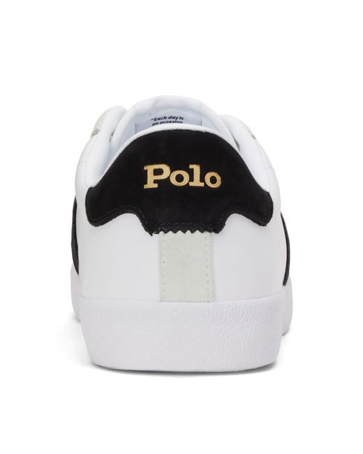 Polo Ralph Lauren White Court Vulc Leather Suede Trainers for men
