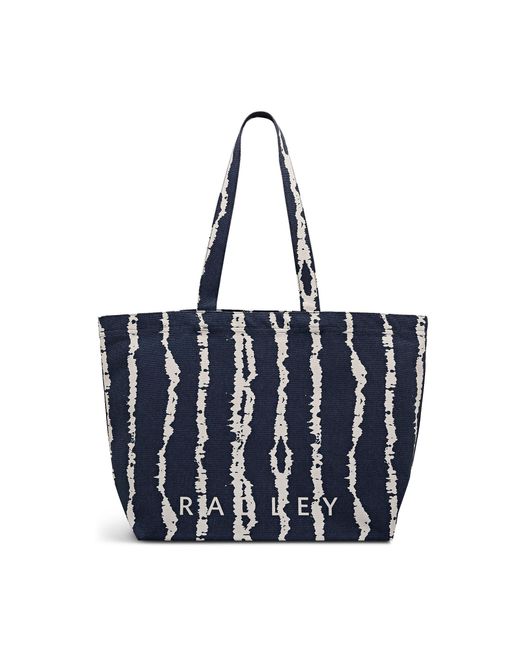 Radley Blue Tie Dye Stripe Large East West Open Top Tote