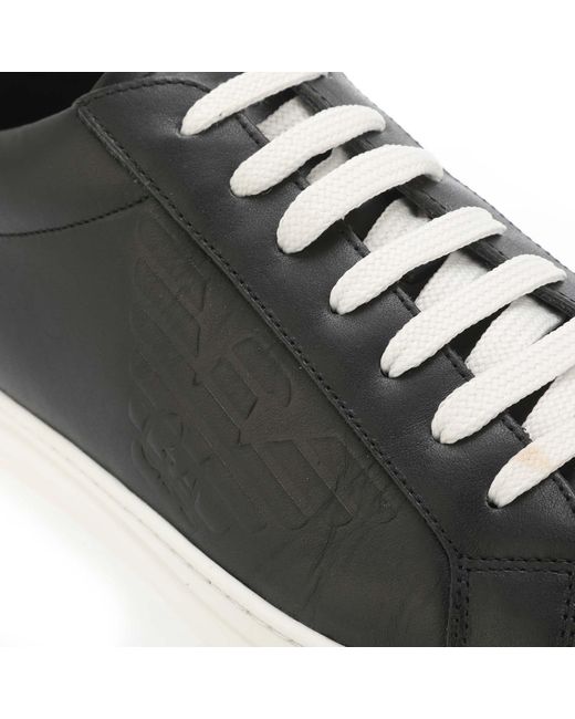 Armani Black Leather Trainers for men