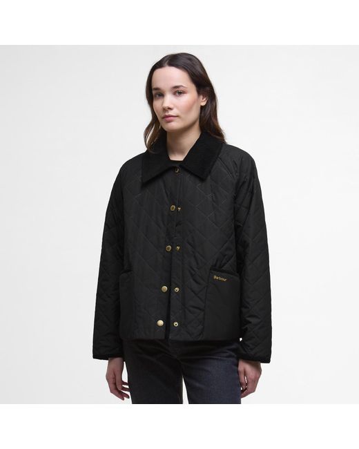 Barbour Black Anise Corduroy Collar Short Sleeve Quilted Jacket