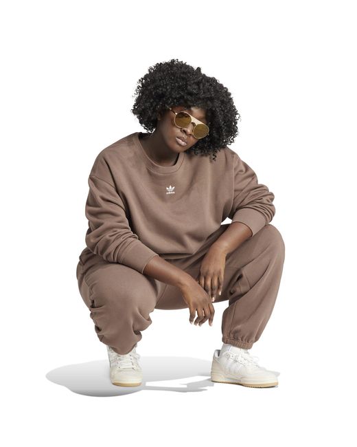 Adidas Originals Brown Adicolor Essentials Crew Sweatshirt (Plus Size)