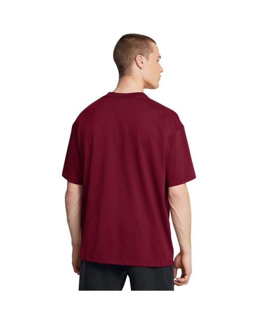 Under Armour Red Heavyweight Branded Short Sleeve T-Shirt for men