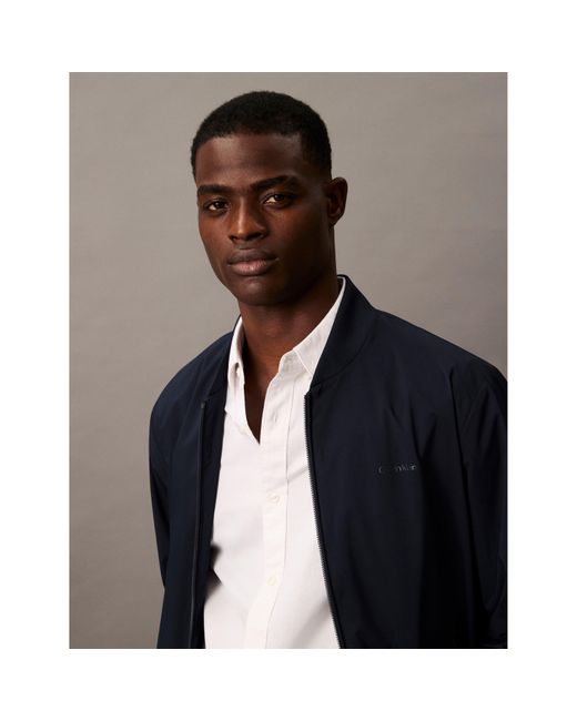 Calvin Klein Blue Matte Long Sleeve Bomber Jacket for men