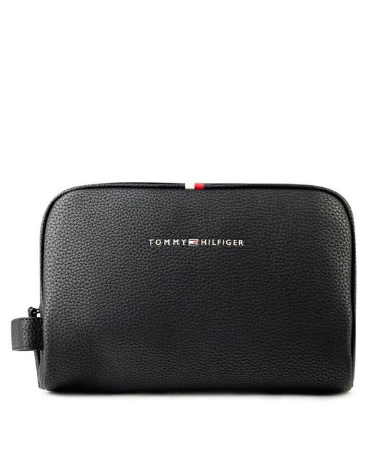 Tommy Hilfiger Black Essential Pu Wash Bag for men