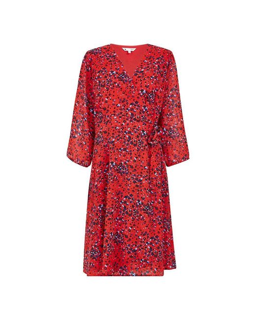 Yumi' Red Animal Print Wrap Dress