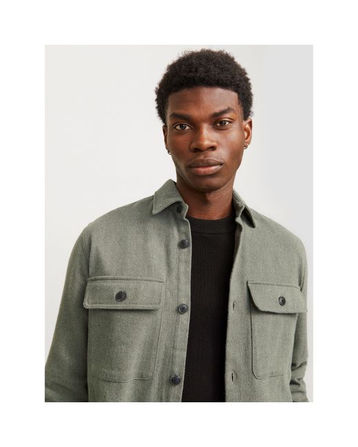 Jack & Jones Green Jj Structured Overshirt for men
