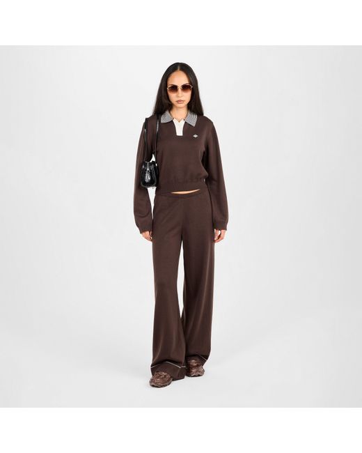 The Couture Club Brown Knitted Panel Trousers