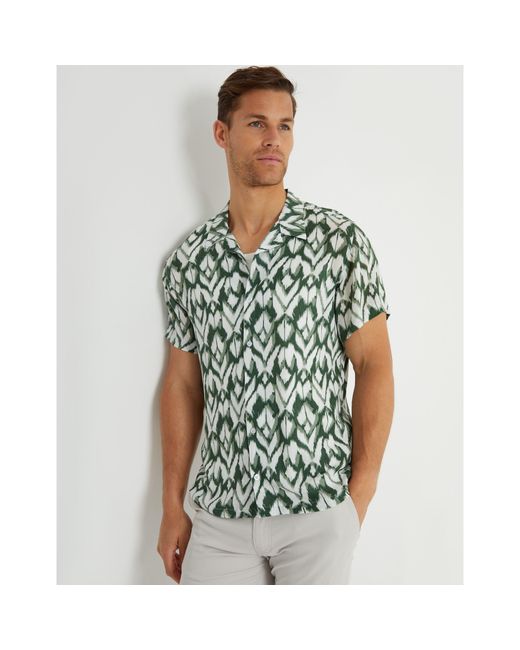 Threadbare Green Short-Sleeve Patterned Shirt for men