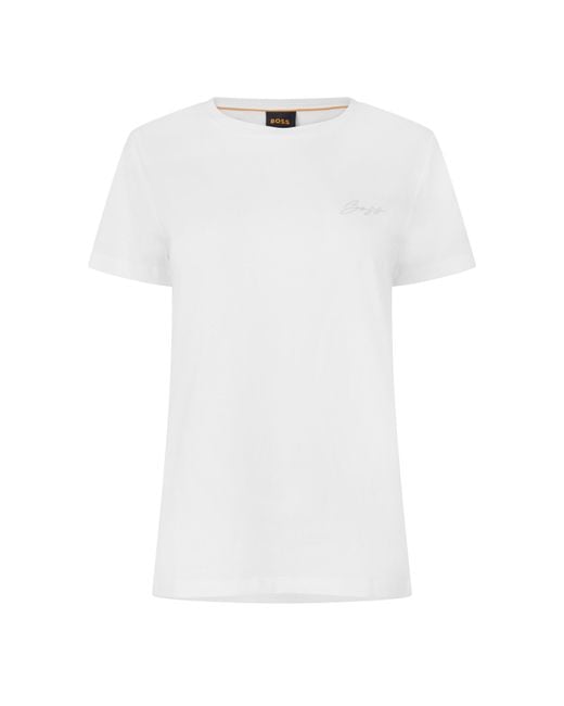 Boss White Short Sleeve T-Shirt With Script Logo (Elove)