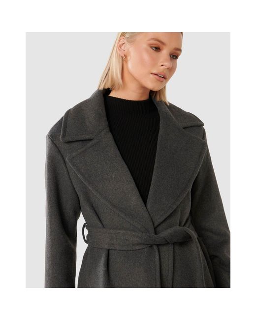 Forever New Black Priya Wrap Overcoat