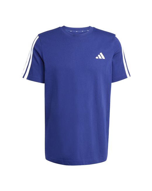 Adidas Blue Essentials 3-Stripes T-Shirt for men