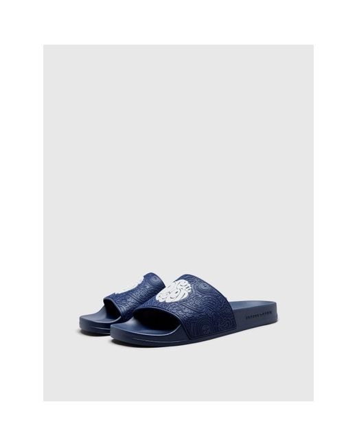 Pretty Green Blue Pg Okala Embossed Pool Sliders for men