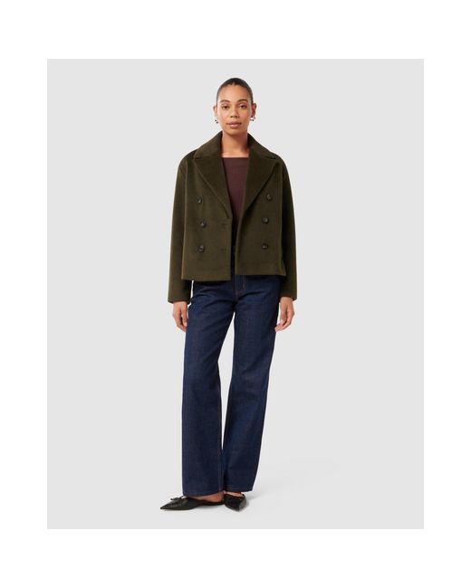Forever New Green Khloe Double-Breasted Peacoat