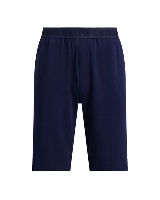 Polo Ralph Lauren Blue Tonal Taped Waistband Jersey Relaxed Fit Jogger Shorts for men