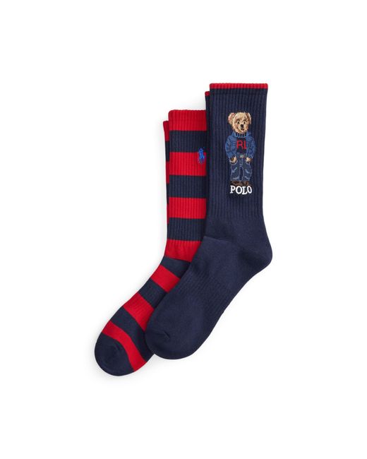 Polo Ralph Lauren Blue 2 Pack Bear Crew Socks for men