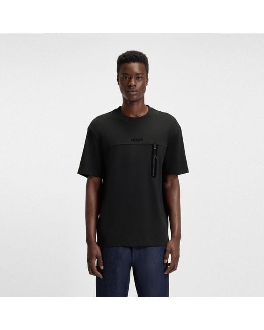 HUGO Black Dubi Short Sleeve Polo Shirts for men