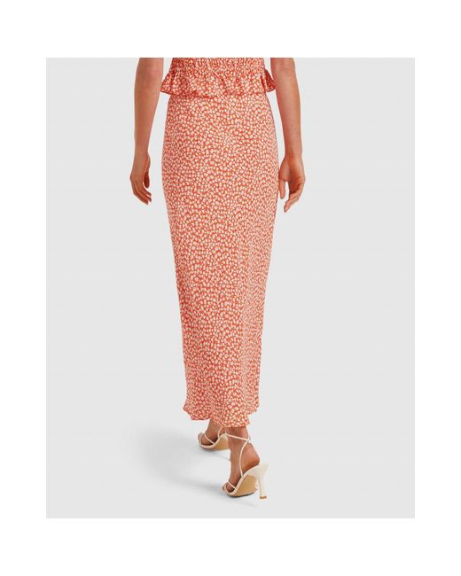 Forever New Orange Posy Bias Maxi Skirt