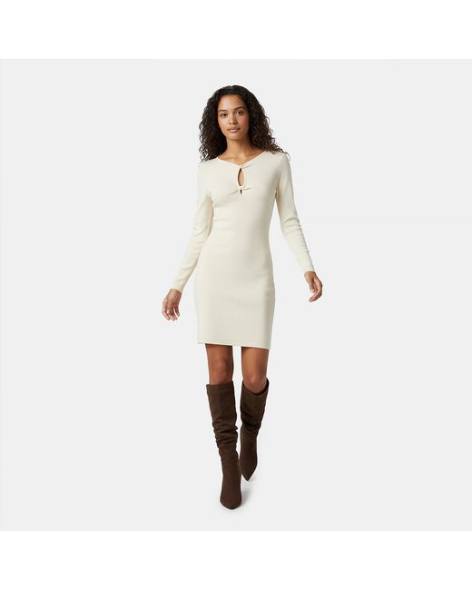 Jack Wills Natural Jw Twist Mini Knitted Jumper Dress