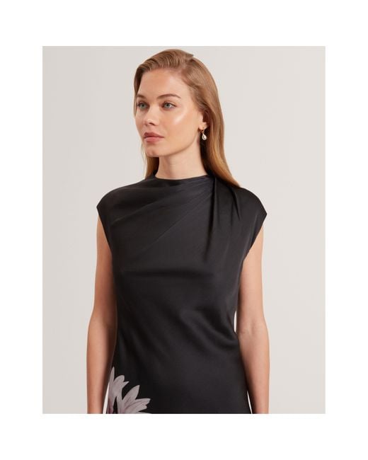 Ted Baker Black Drape Midi Slinky Dress