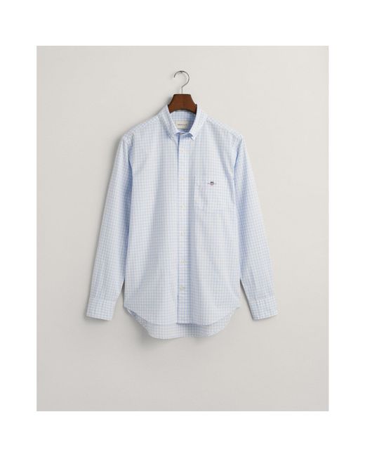 Gant Blue Regular Fit Gingham Poplin Shirt for men