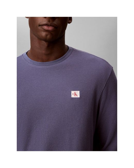 Calvin Klein Purple Waffle Long Sleeve Top for men