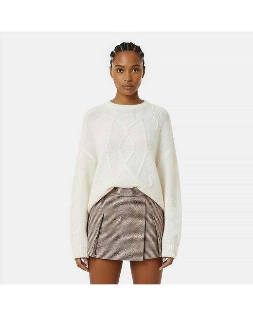 Jack Wills White Loose Knit Crew Neck Jumper