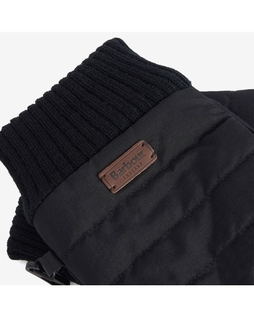 Barbour Black Banff Quilted Gloves for men