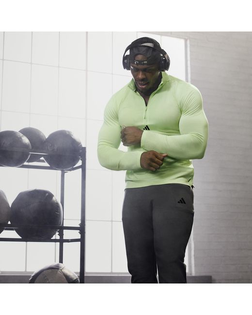 Adidas Green Quarter-Zip Track Top for men
