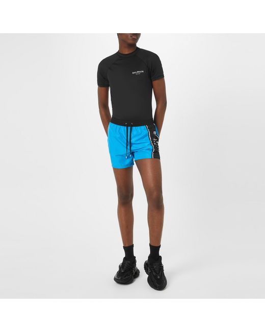 Balmain Black Muscle Short Sleeve T Shirt for men