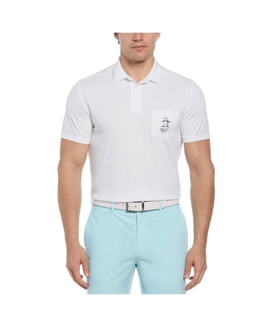 Original Penguin White Pg Graphic Oxford Short-Sleeve Performance Polo Shirt for men