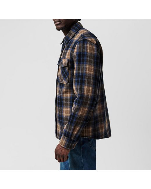 Woolrich Blue Alaskan Melton Italian Wool Overshirt for men