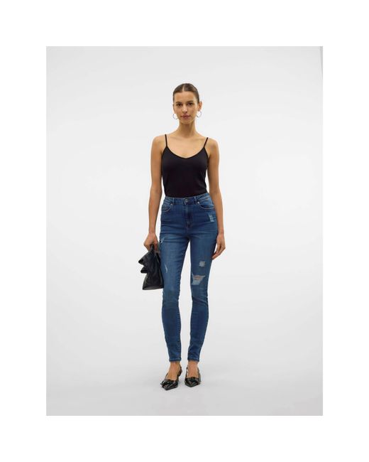 Vero Moda Black Emmie Ultra Skinny Coated Jeans