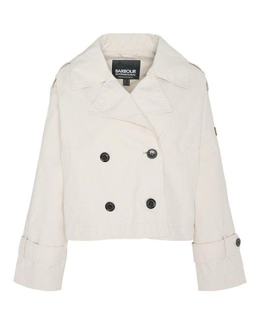 Barbour White Hadfield Cropped Trench Coat