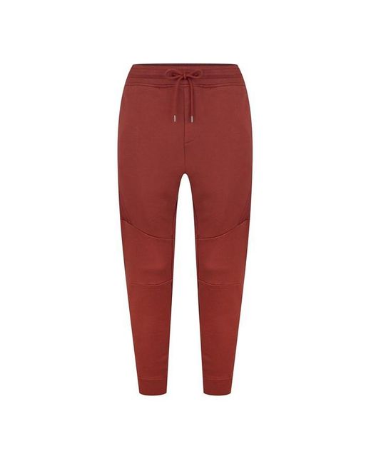 C P Company Red Fleece Tape joggers for men