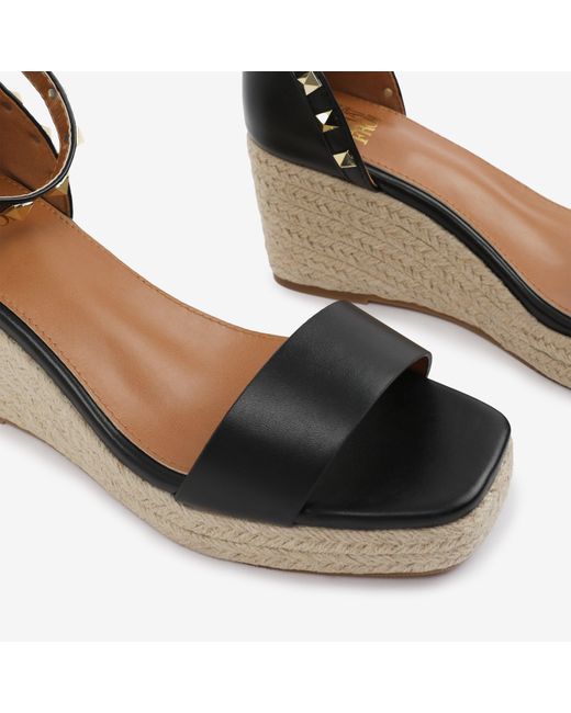Where's That From Metallic Blackpu Presley Wedge Sandals With Gladiator Ankle