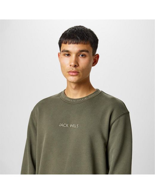 Jack Wills Green Jacquard Crew Sweatshirt for men