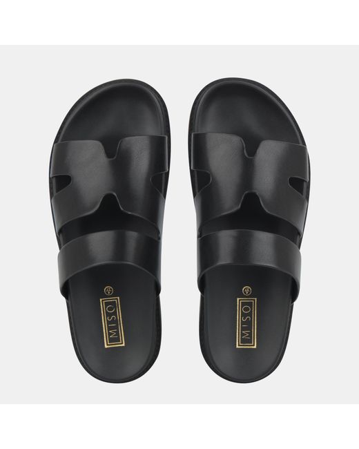 Miso Black Hermes Flat Sandals