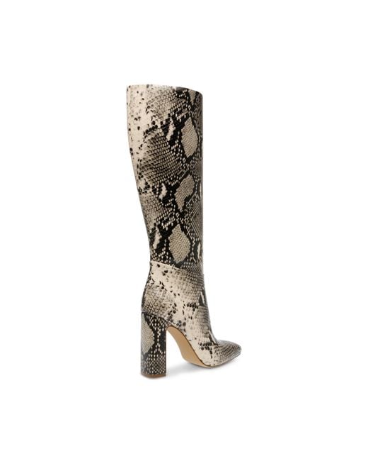 Steve Madden Brown Knee High Block Heel Boots With Zipper