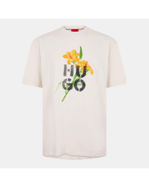 HUGO White Dilablumi T-Shirt for men