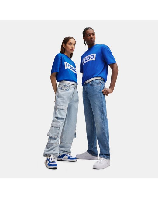 HUGO Blue Iconic Logo Short Sleeve T-Shirt for men