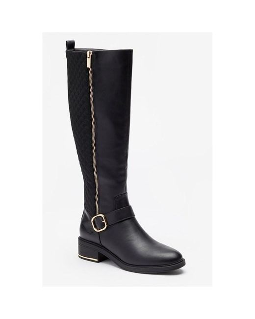 Be You Black Comfort Quilted Tall Stretch Calf Boot