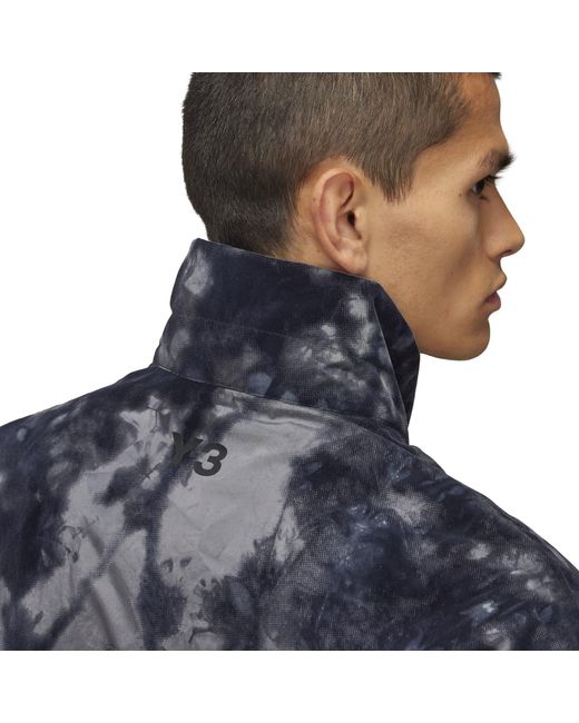 Y-3 Blue All Over Print Camo Short Puffer Jacket for men