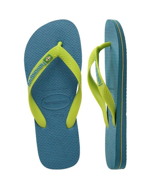 Havaianas Blue Hav. Brasil Logo Ruby Flip Flops