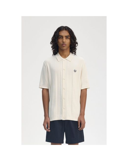 Fred Perry White Short-Sleeve Plain Shirt for men