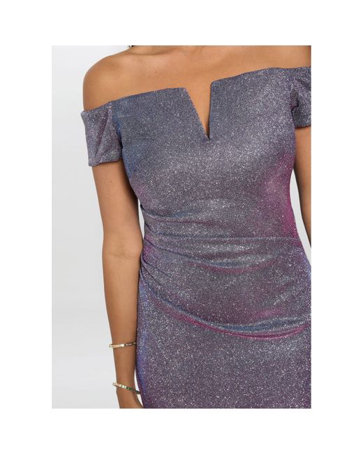 Gina Bacconi Purple Katie Off Shoulder Maxi Dress