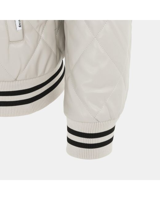 Firetrap White Faux Leather Button Long Sleeve Quilted Jacket for men