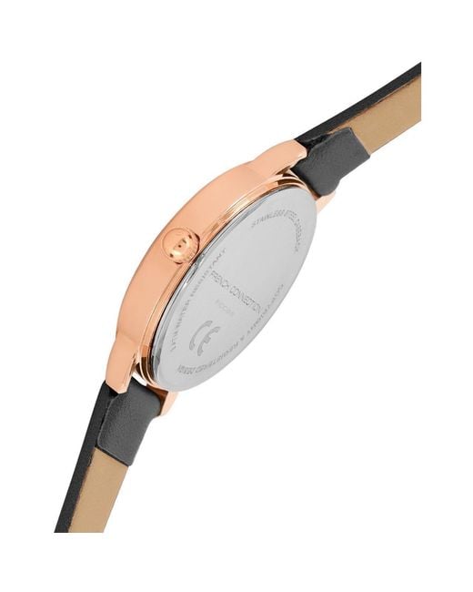 French Connection Metallic Rose Case Round Shape Strap Quartz Watch