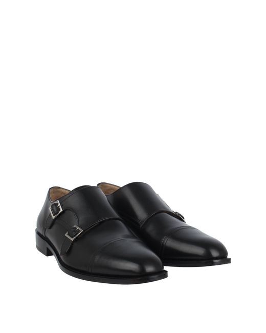 Firetrap Black Monk Strap Leather Shoes for men