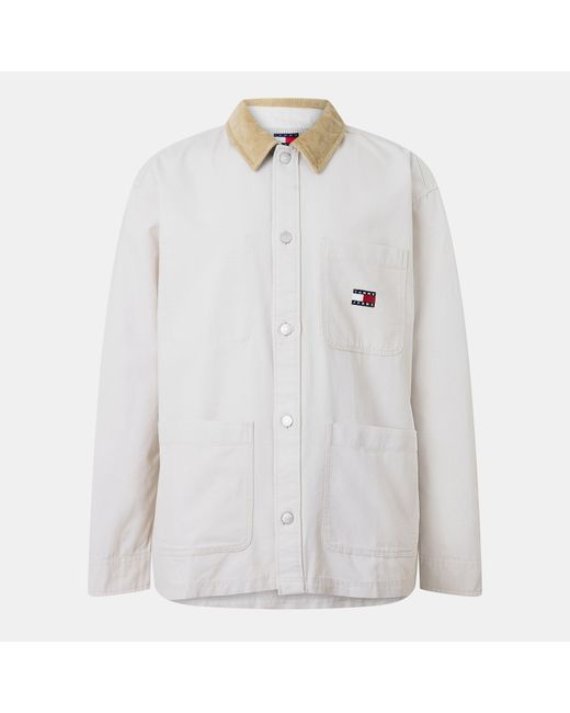 Tommy Hilfiger White Cord Textured Relaxed Fit Overshirt for men