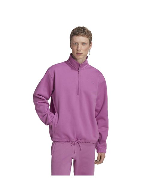 Adidas Originals Purple Adicolor Contempo Half-Zip Crew Sweatshirt for men